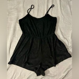 BLACK TERRY TOWEL ROMPER